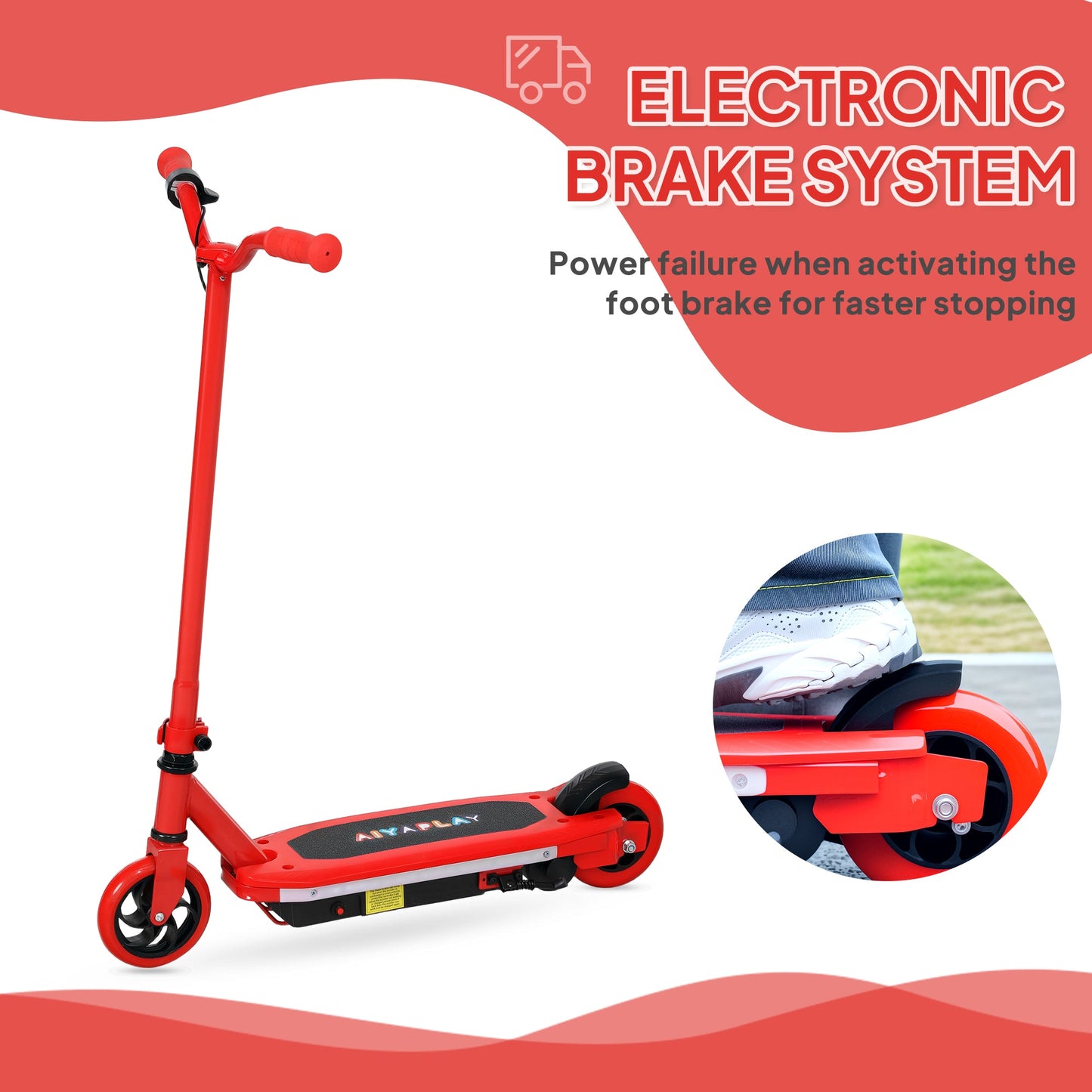 Electric Scooter for Ages 6-14, with Colourful Light and Electric Brake, Electric Scooter E Scooter, Up to 10 KM/H & 8 KM, Red-4