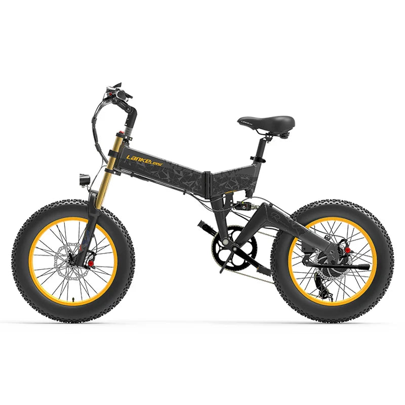 LANKELEISI X3000 - Full Suspension 1000W Folding Ebike - Fat Tire