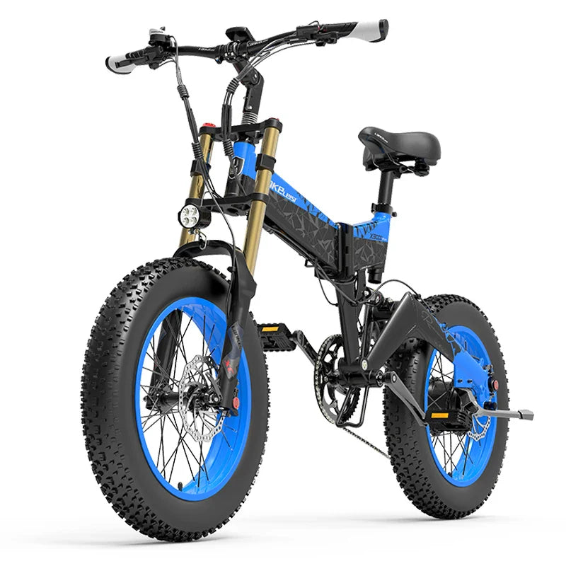 LANKELEISI X3000 - Full Suspension 1000W Folding Ebike - Fat Tire