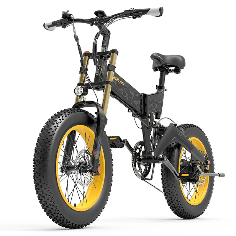 LANKELEISI X3000 - Full Suspension 1000W Folding Ebike - Fat Tire