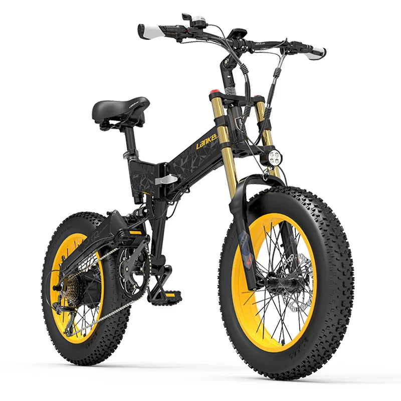LANKELEISI X3000 - Full Suspension 1000W Folding Ebike - Fat Tire