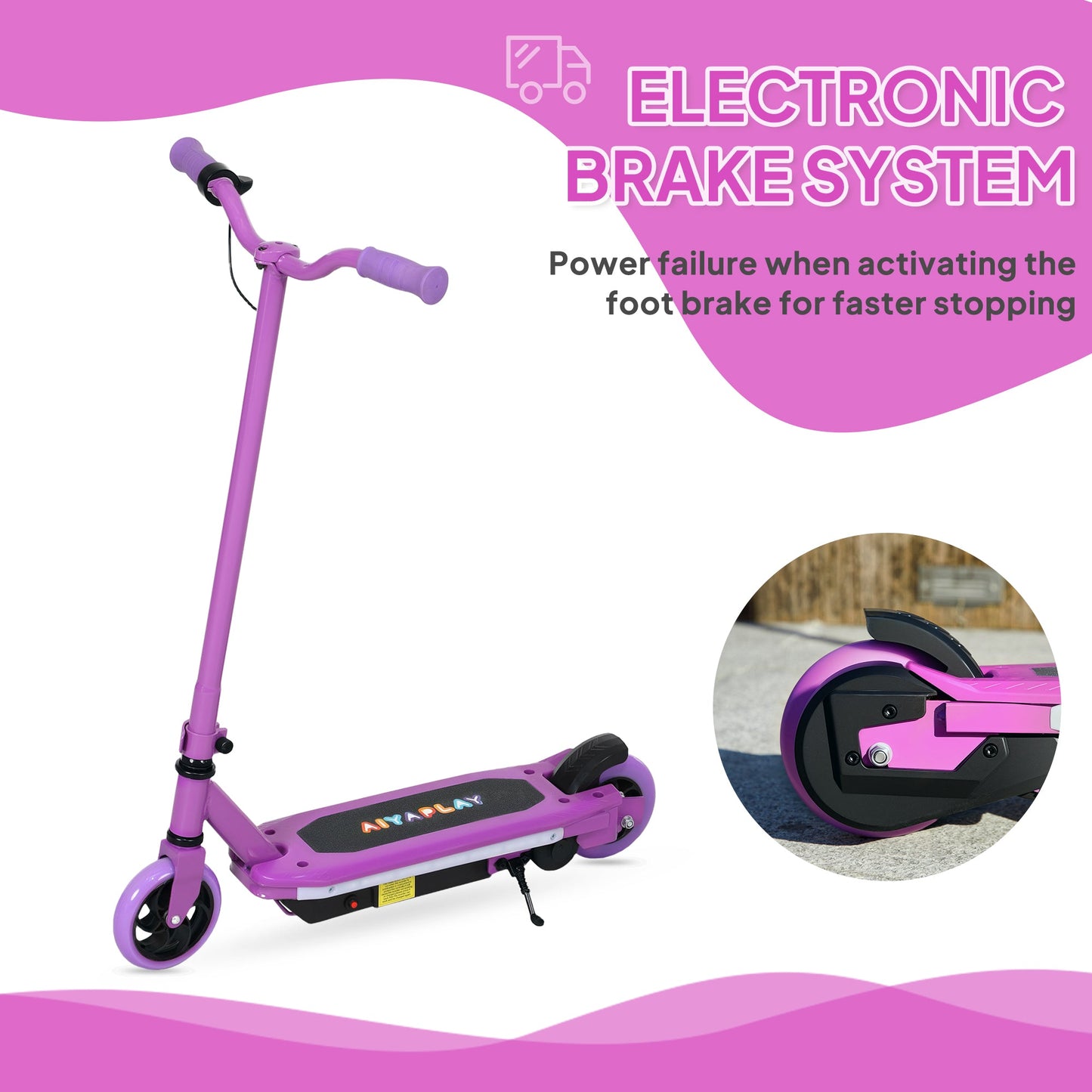 Electric Scooter for Ages 6-14, with Colourful Light and Electric Brake, Electric Scooter E Scooter, Up to 10 KM/H & 8 KM, Purple-4