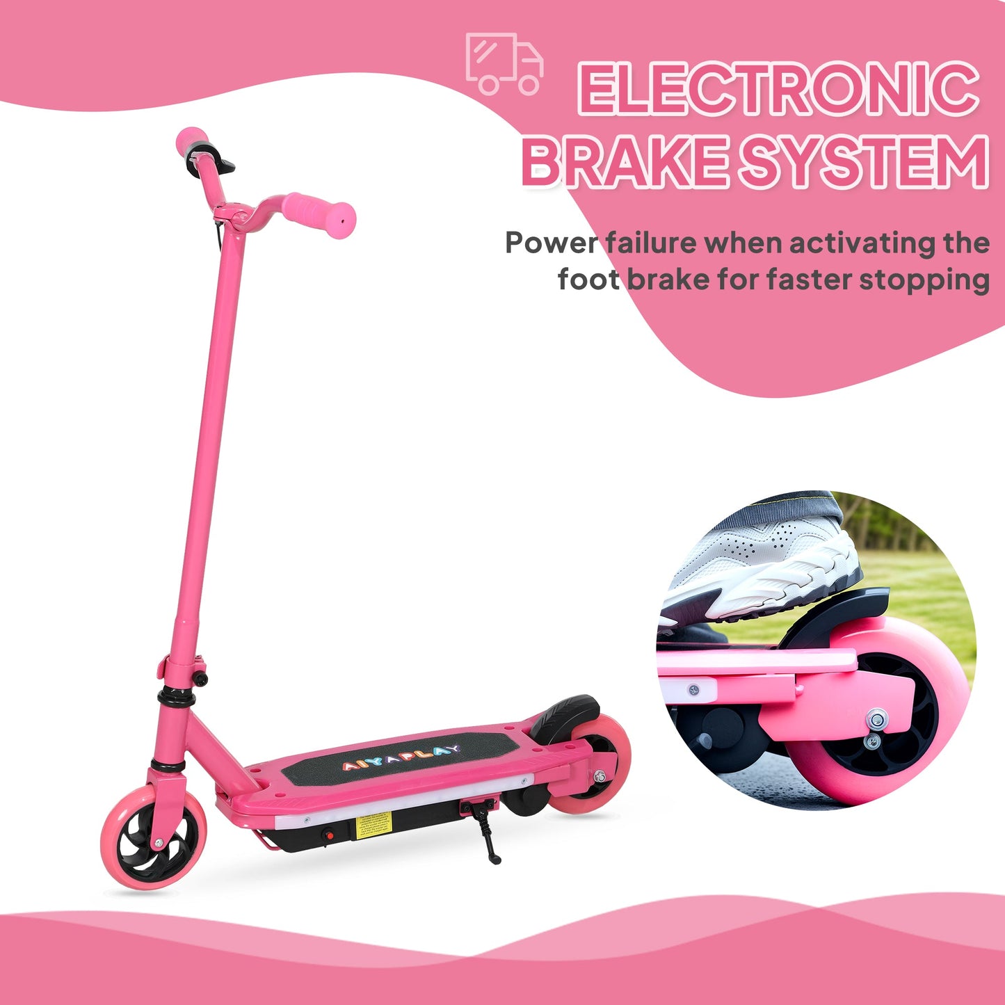 Electric Scooter for Ages 6-14, with Colourful Light and Electric Brake, Electric Scooter E Scooter, Up to 10 KM/H & 8 KM, Pink-4
