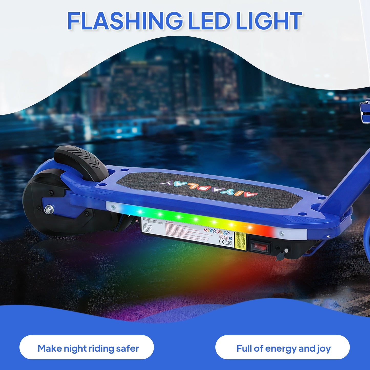 Electric Scooter for Ages 6-14, with Colourful Light and Electric Brake, Electric Scooter E Scooter, Up to 10 KM/H & 8 KM, Blue-3