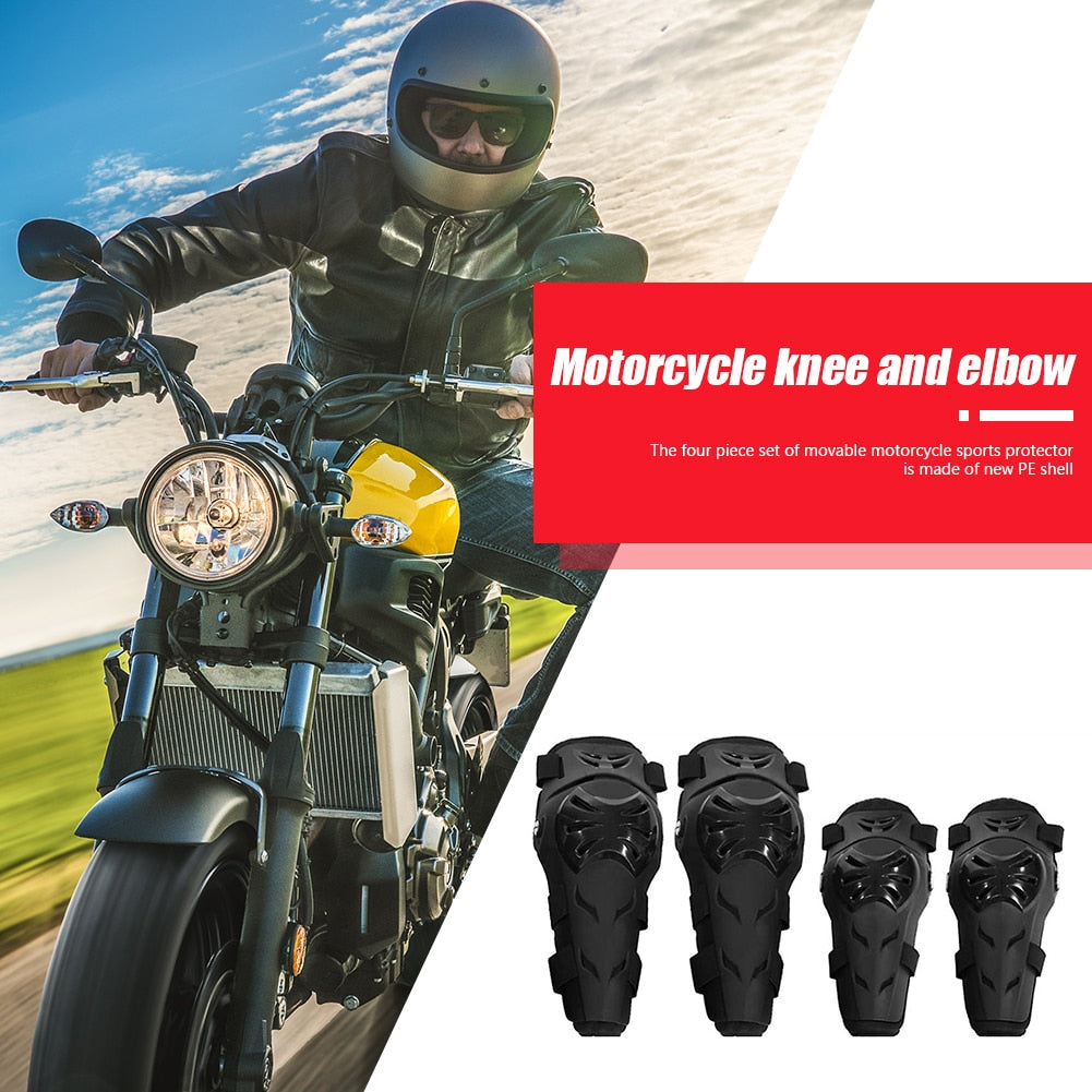 Patella Protectors Sports Safety Kneepads 4pcs/Set Motorcycle Knee Elbow Pads Guards Outdoor Cycling Racing Safety Gear