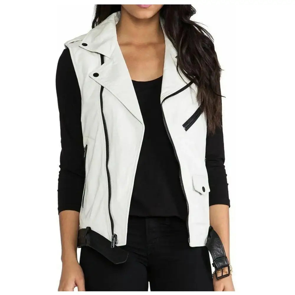 Women's Motorcycle Fashion Leather Vest-0