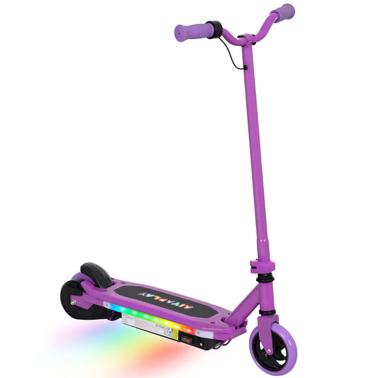 Electric Scooter for Ages 6-14, with Colourful Light and Electric Brake, Electric Scooter E Scooter, Up to 10 KM/H & 8 KM, Purple-0