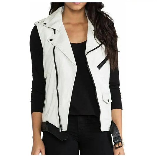 Women's Motorcycle Fashion Leather Vest-0